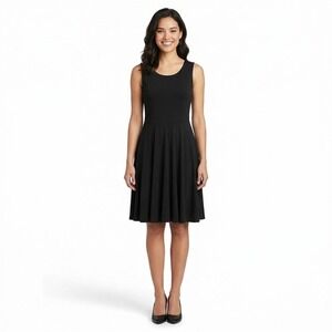Willi Smith Womens‎ S Black Sleeveless Fit Flare Dress LBD Keyhole Back Skater